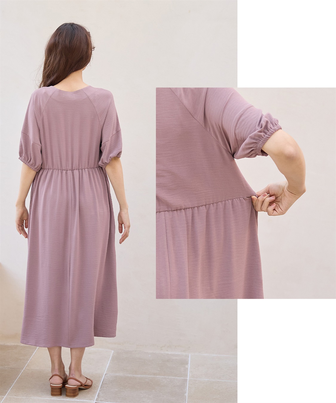 Rosemadame 接触冷感麻調合繊袖ボリュームワンピ_sub_17