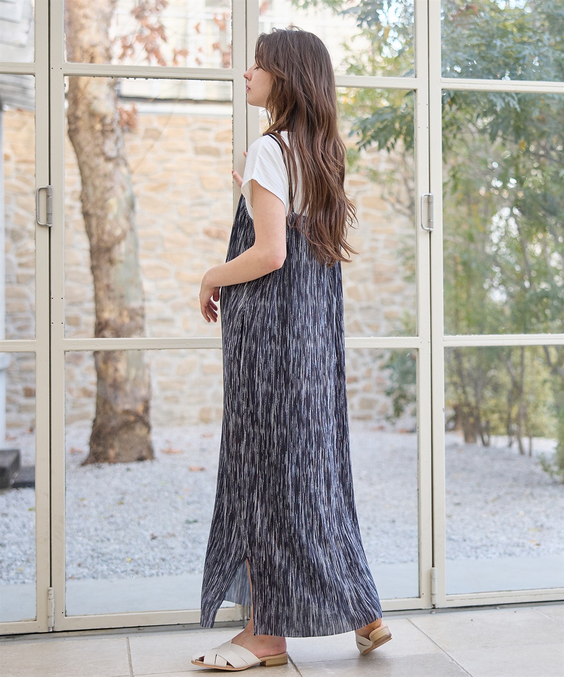 Rosemadame プリーツかすれプリントキャミワンピース×カットソーセット(マタニティ&授乳服）授乳口付き 授乳楽々 妊婦服 産前・産後対応_sub_5