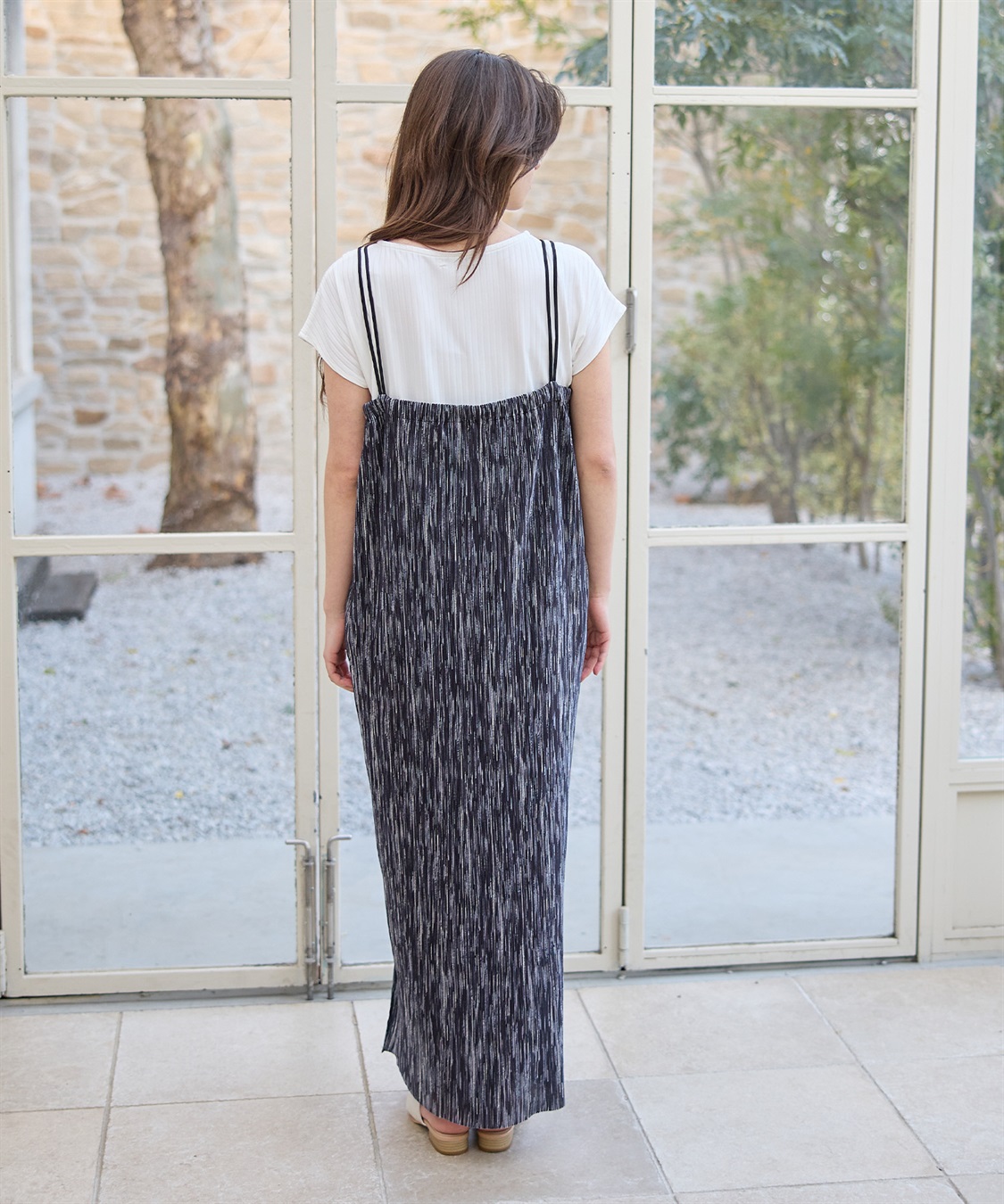 Rosemadame プリーツかすれプリントキャミワンピース×カットソーセット(マタニティ&授乳服）授乳口付き 授乳楽々 妊婦服 産前・産後対応_sub_15