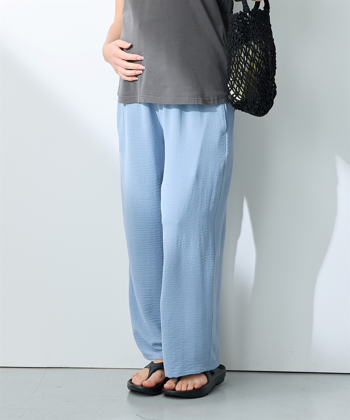 Rosemadame 接触冷感デニム・麻調合繊　ワイドストレートパンツ_sub_2