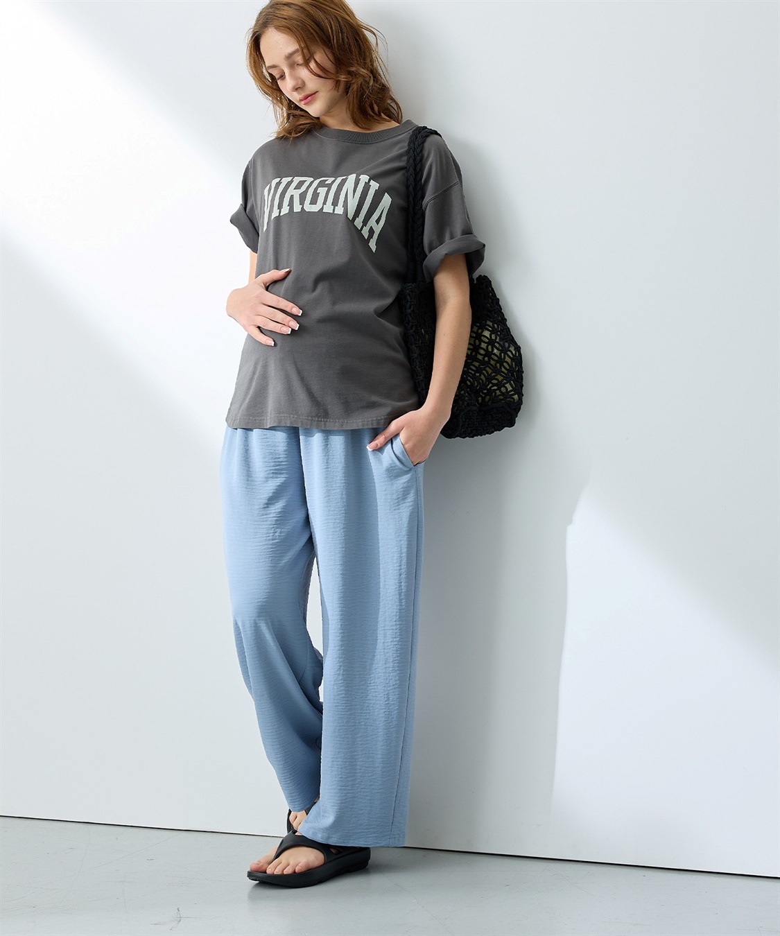 Rosemadame 接触冷感デニム・麻調合繊　ワイドストレートパンツ_sub_4