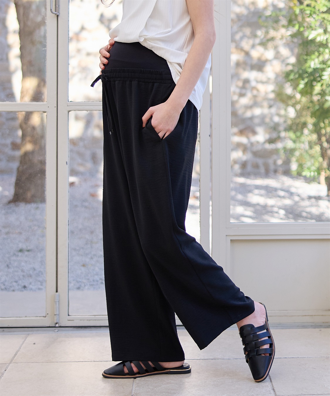 Rosemadame 接触冷感デニム・麻調合繊　ワイドストレートパンツ_sub_6