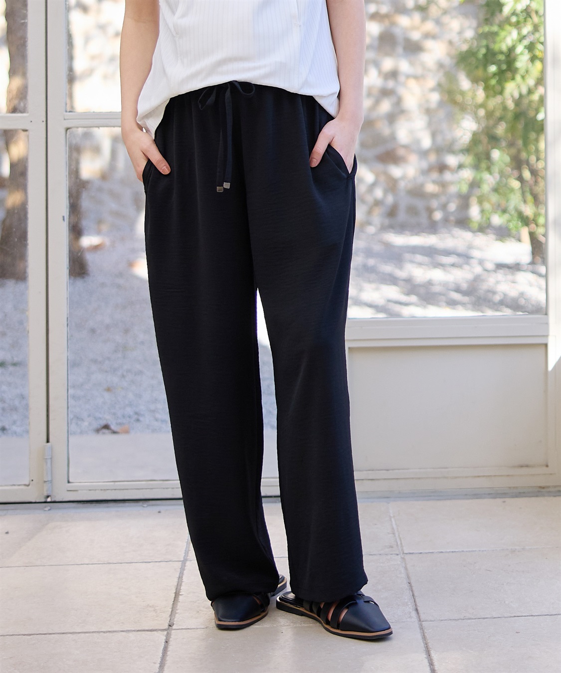 Rosemadame 接触冷感デニム・麻調合繊　ワイドストレートパンツ_sub_7