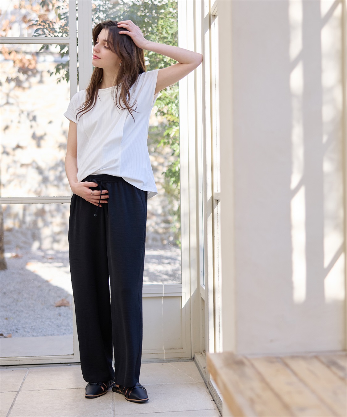 Rosemadame 接触冷感デニム・麻調合繊　ワイドストレートパンツ_sub_9