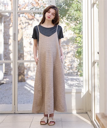 Rosemadame ジャガードチェックキャミワンピース× ラメカットソーセット(マタニティ&授乳服）授乳口付き 授乳楽々 妊婦服 産前・産後対応_subthumb_6
