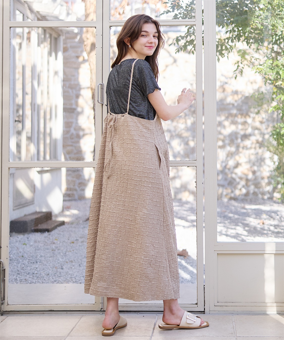 Rosemadame ジャガードチェックキャミワンピース× ラメカットソーセット(マタニティ&授乳服）授乳口付き 授乳楽々 妊婦服 産前・産後対応_sub_8