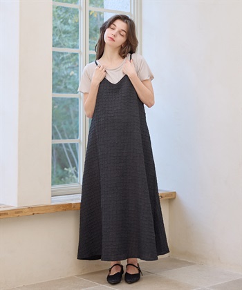 Rosemadame ジャガードチェックキャミワンピース× ラメカットソーセット(マタニティ&授乳服）授乳口付き 授乳楽々 妊婦服 産前・産後対応_subthumb_10