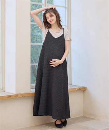 Rosemadame ジャガードチェックキャミワンピース× ラメカットソーセット(マタニティ&授乳服）授乳口付き 授乳楽々 妊婦服 産前・産後対応_subthumb_11
