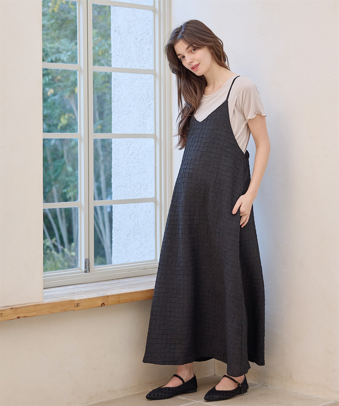 Rosemadame ジャガードチェックキャミワンピース× ラメカットソーセット(マタニティ&授乳服）授乳口付き 授乳楽々 妊婦服 産前・産後対応_sub_12