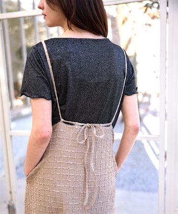 Rosemadame ジャガードチェックキャミワンピース× ラメカットソーセット(マタニティ&授乳服）授乳口付き 授乳楽々 妊婦服 産前・産後対応_subthumb_20