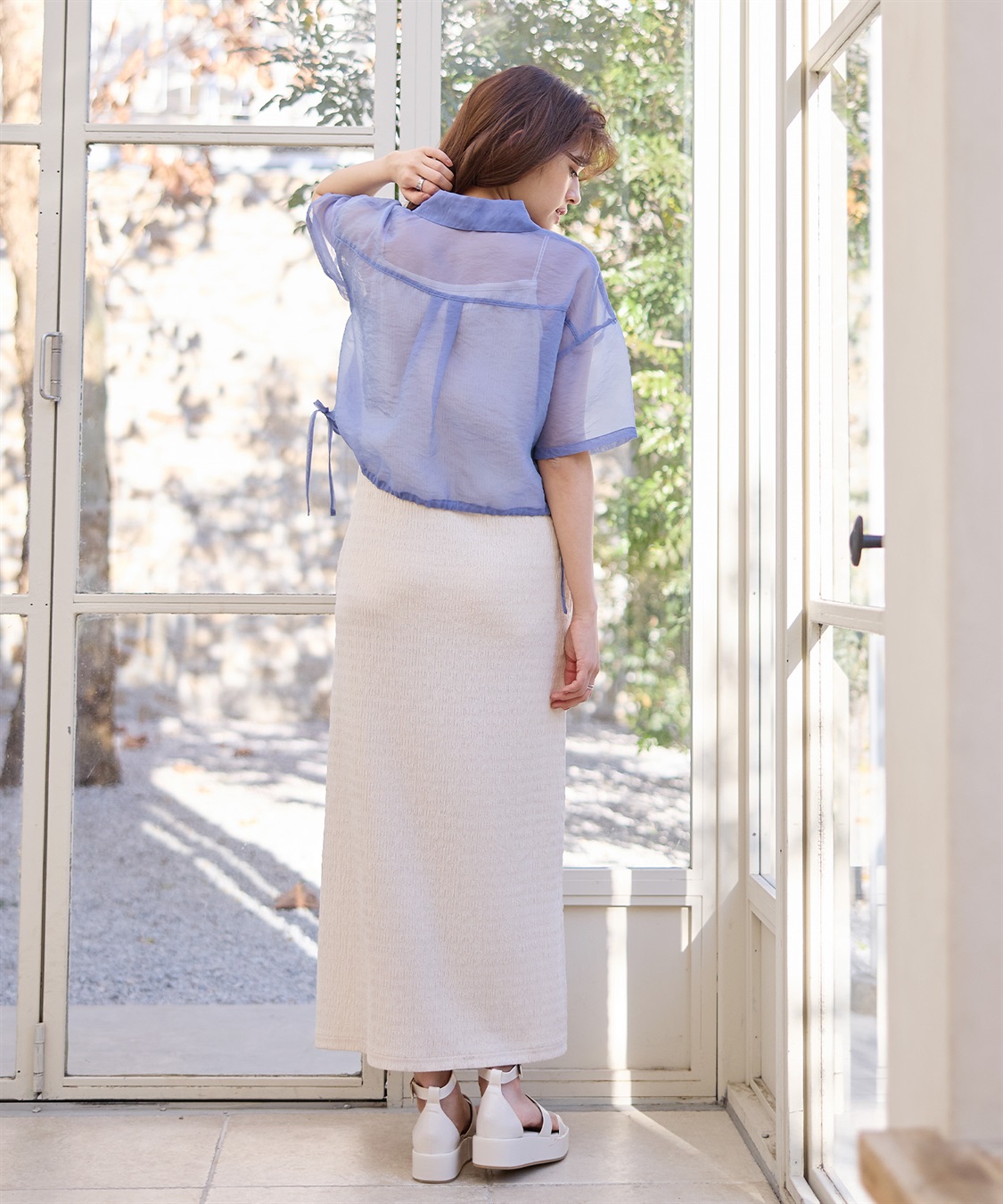 Rosemadame シアーシャツ× シャーリングジャガードキャミワンピースセット（マタニティ/授乳服）授乳楽々 妊婦服 産前・産後対応_sub_8