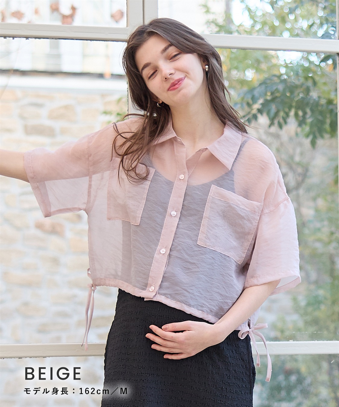 Rosemadame シアーシャツ× シャーリングジャガードキャミワンピースセット（マタニティ/授乳服）授乳楽々 妊婦服 産前・産後対応_sub_14