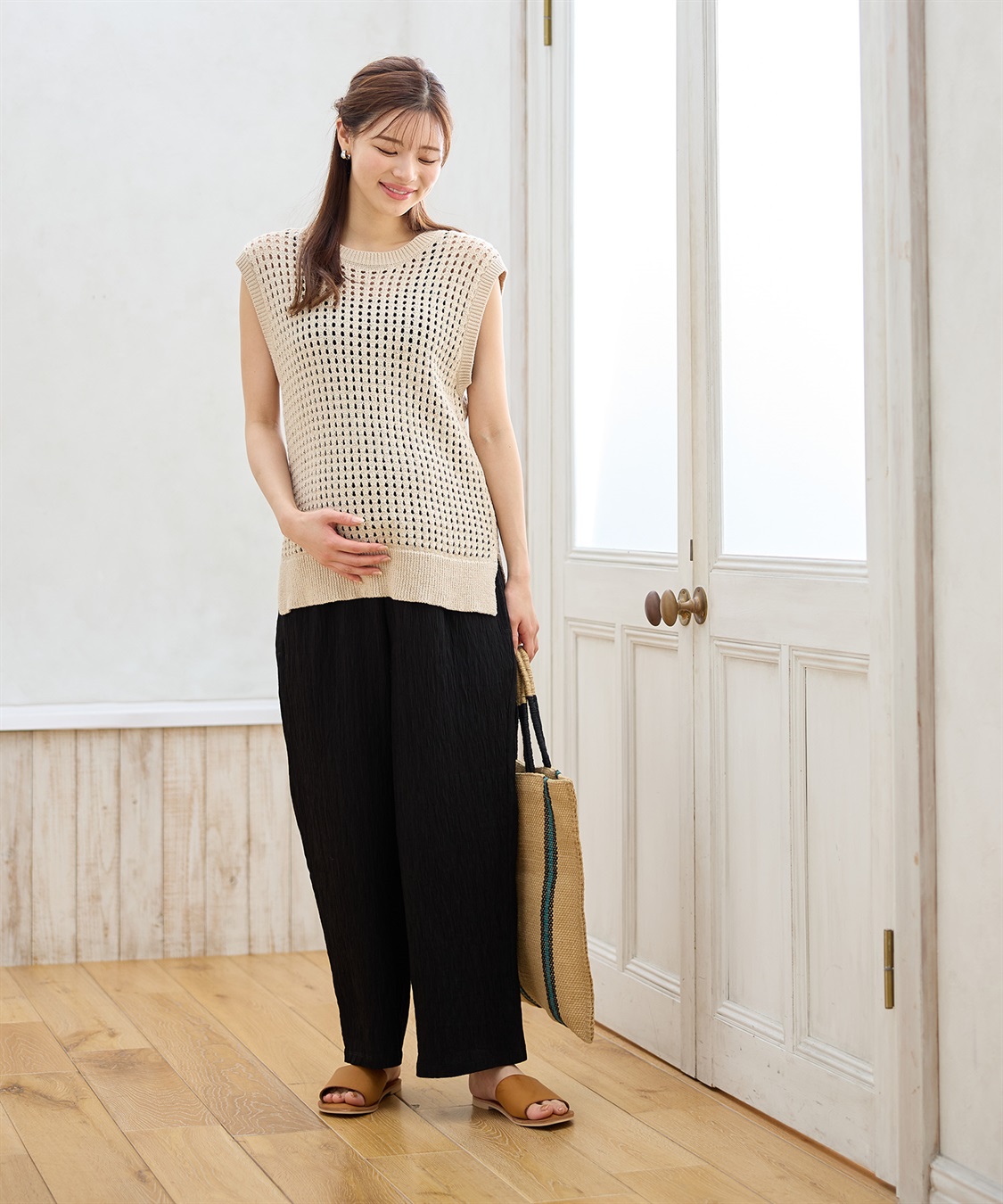 Rosemadame さらさら楊柳ワイドパンツ（マタニティ/ 妊婦服）産前・産後対応_sub_9