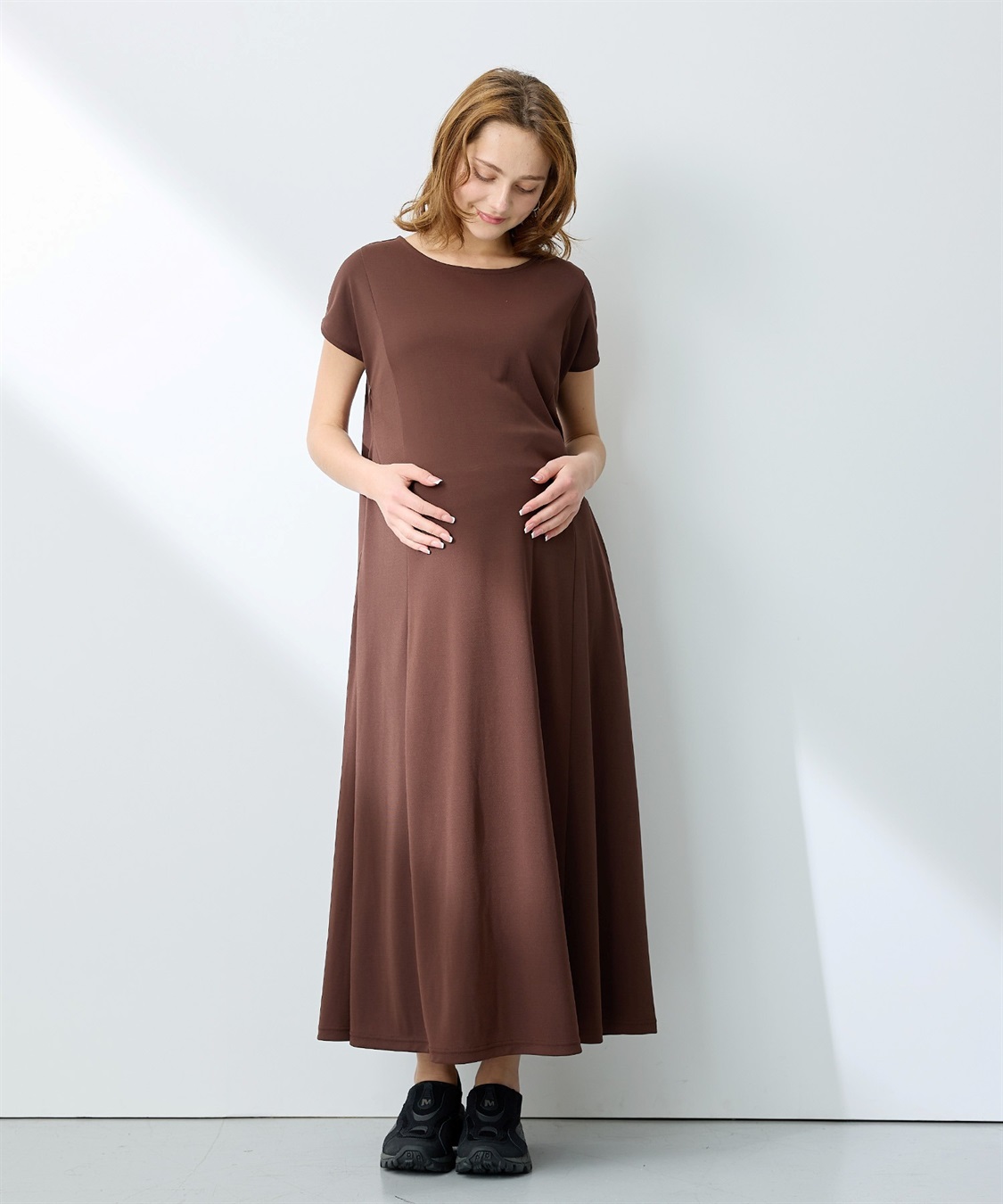 Rosemadame 【接触冷感】スムースAラインワンピース（マタニティ/授乳服）授乳口付き 授乳楽々 妊婦服 産前・産後対応_sub_1