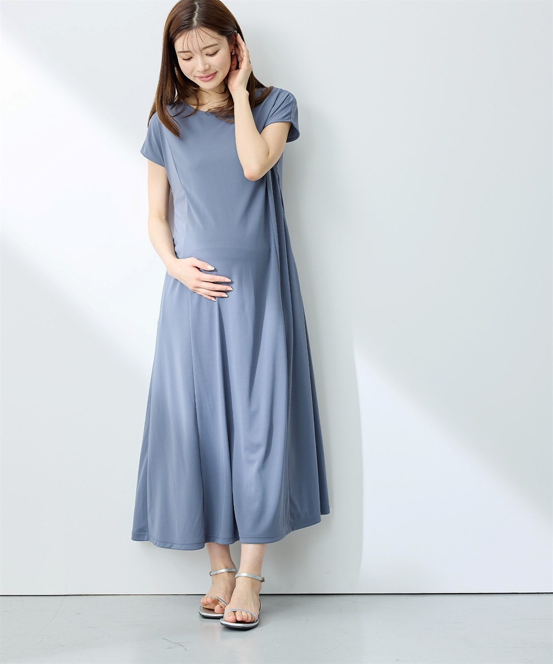 Rosemadame 【接触冷感】スムースAラインワンピース（マタニティ/授乳服）授乳口付き 授乳楽々 妊婦服 産前・産後対応_sub_2