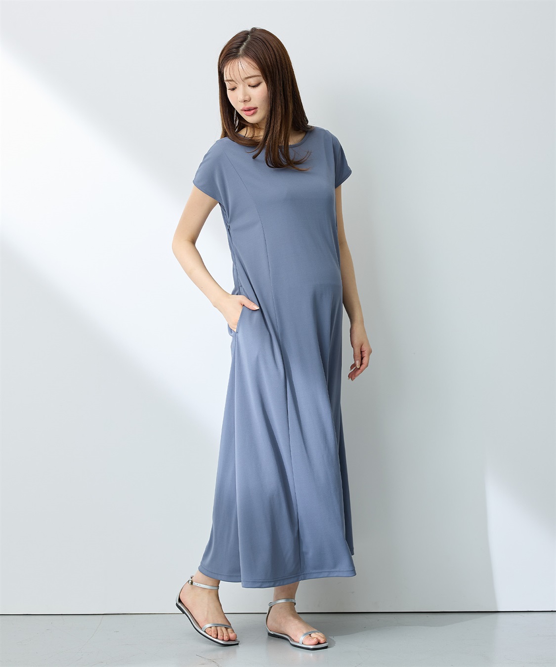 Rosemadame 【接触冷感】スムースAラインワンピース（マタニティ/授乳服）授乳口付き 授乳楽々 妊婦服 産前・産後対応_sub_12