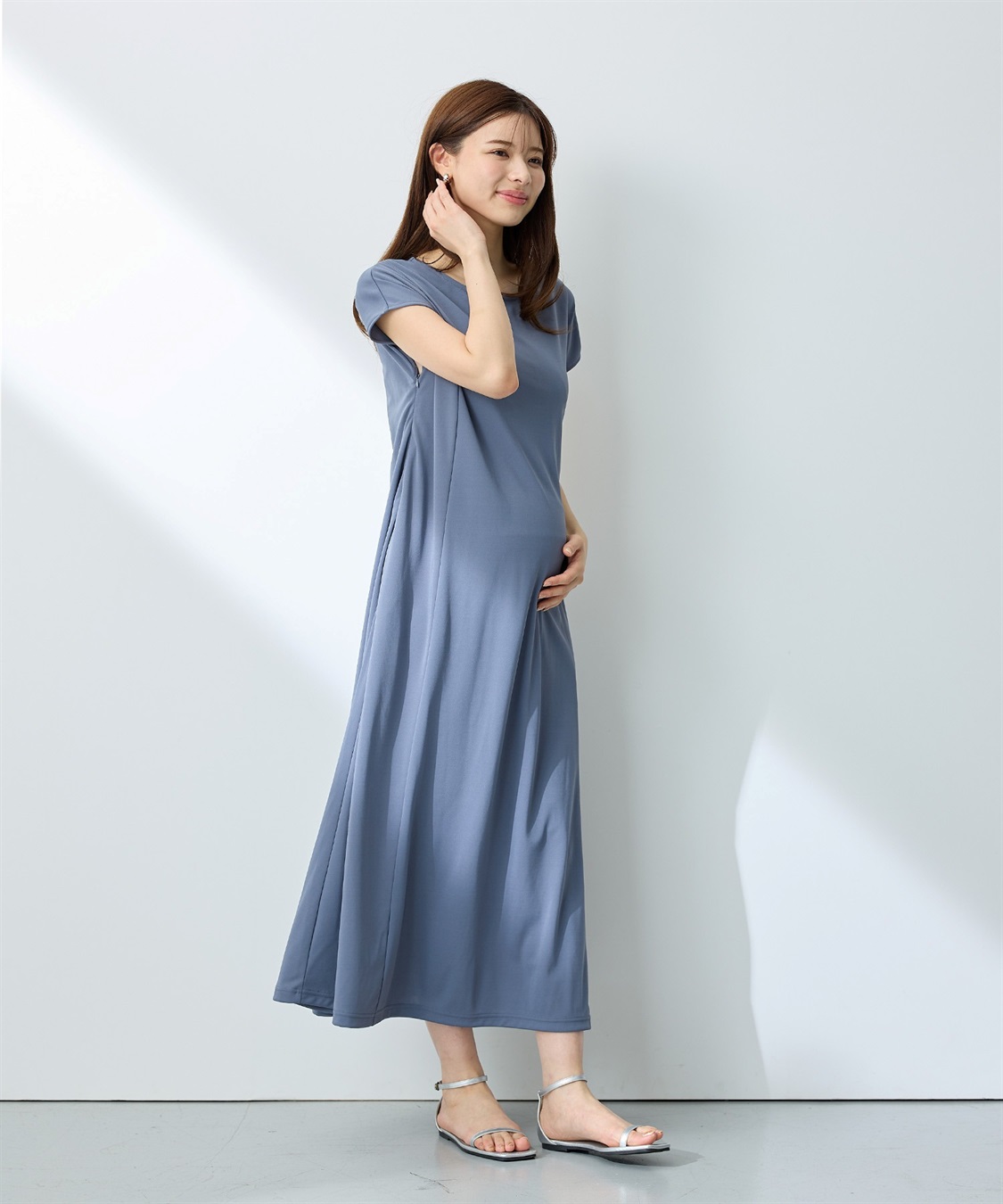 Rosemadame 【接触冷感】スムースAラインワンピース（マタニティ/授乳服）授乳口付き 授乳楽々 妊婦服 産前・産後対応_sub_14