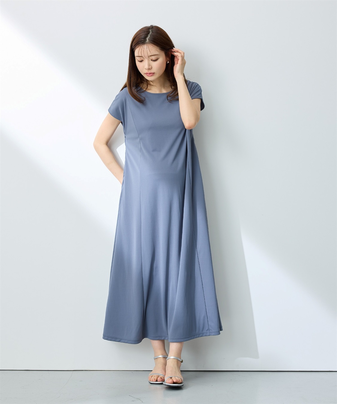 Rosemadame 【接触冷感】スムースAラインワンピース（マタニティ/授乳服）授乳口付き 授乳楽々 妊婦服 産前・産後対応_sub_15