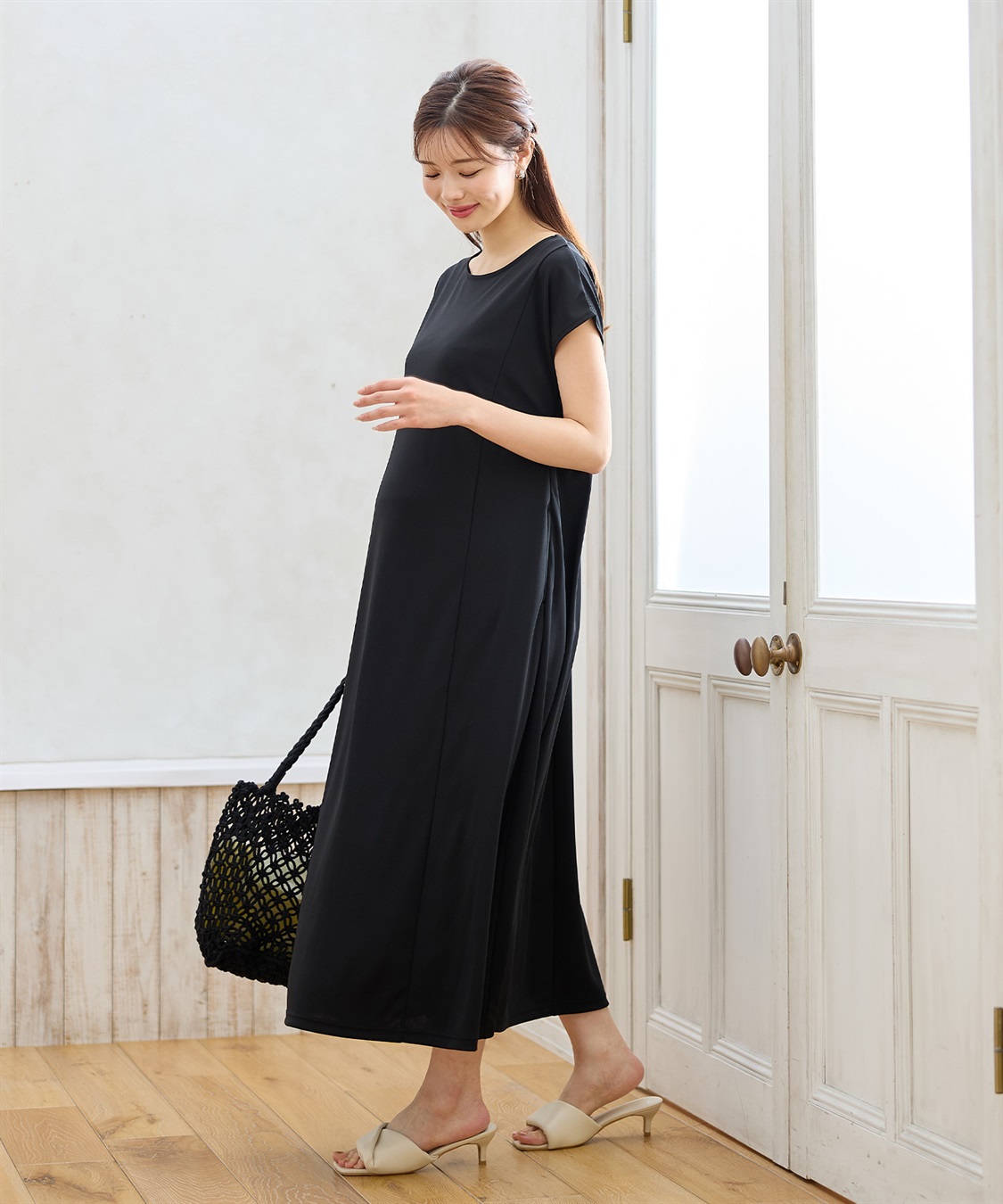 Rosemadame 【接触冷感】スムースAラインワンピース（マタニティ/授乳服）授乳口付き 授乳楽々 妊婦服 産前・産後対応_sub_16