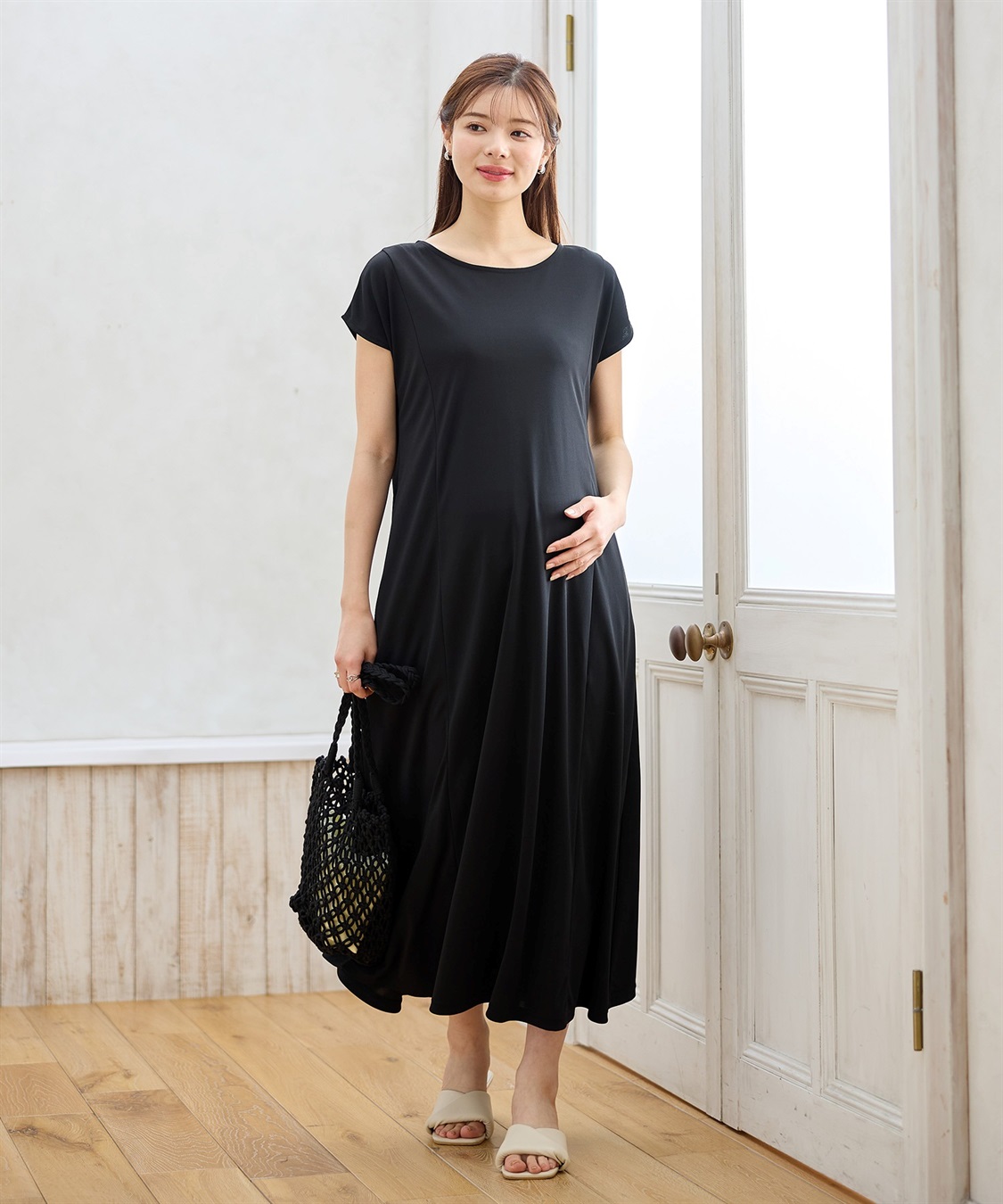 Rosemadame 【接触冷感】スムースAラインワンピース（マタニティ/授乳服）授乳口付き 授乳楽々 妊婦服 産前・産後対応_sub_17