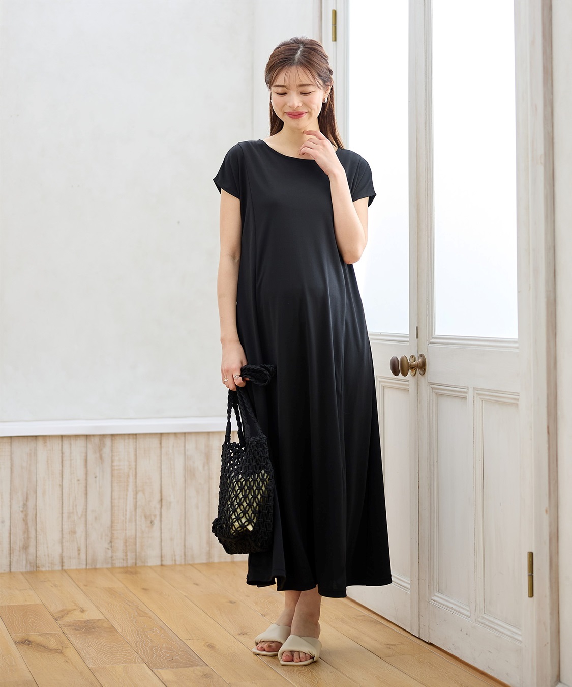 Rosemadame 【接触冷感】スムースAラインワンピース（マタニティ/授乳服）授乳口付き 授乳楽々 妊婦服 産前・産後対応_sub_18