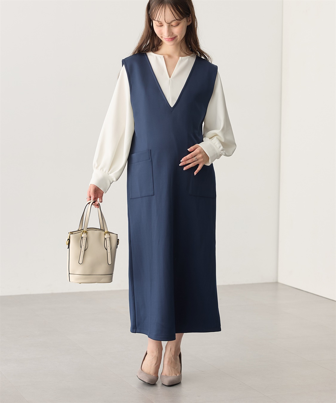 Rosemadame スポンジージャージ ジャンパースカート（マタニティ/ 妊婦服）授乳楽々 妊婦服 産前・産後対応_sub_10