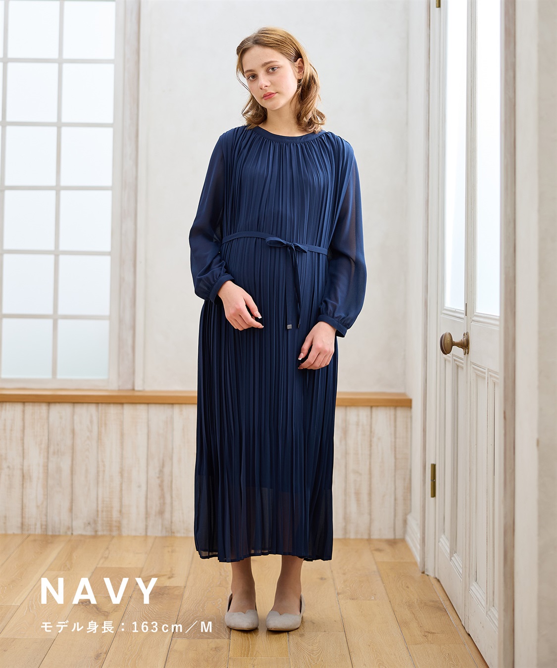 Rosemadame 梨地シフォンプリーツ オケージョンワンピース（マタニティ/授乳服）授乳口付き 授乳楽々 妊婦服 産前・産後対応_sub_7