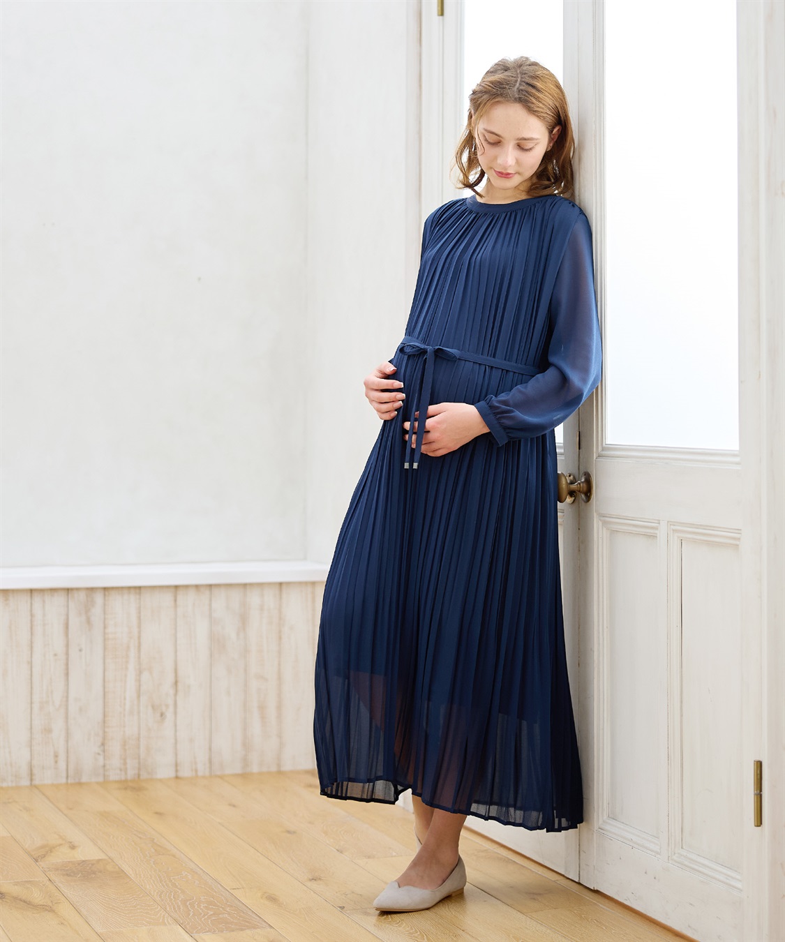 Rosemadame 梨地シフォンプリーツ オケージョンワンピース（マタニティ/授乳服）授乳口付き 授乳楽々 妊婦服 産前・産後対応_sub_8