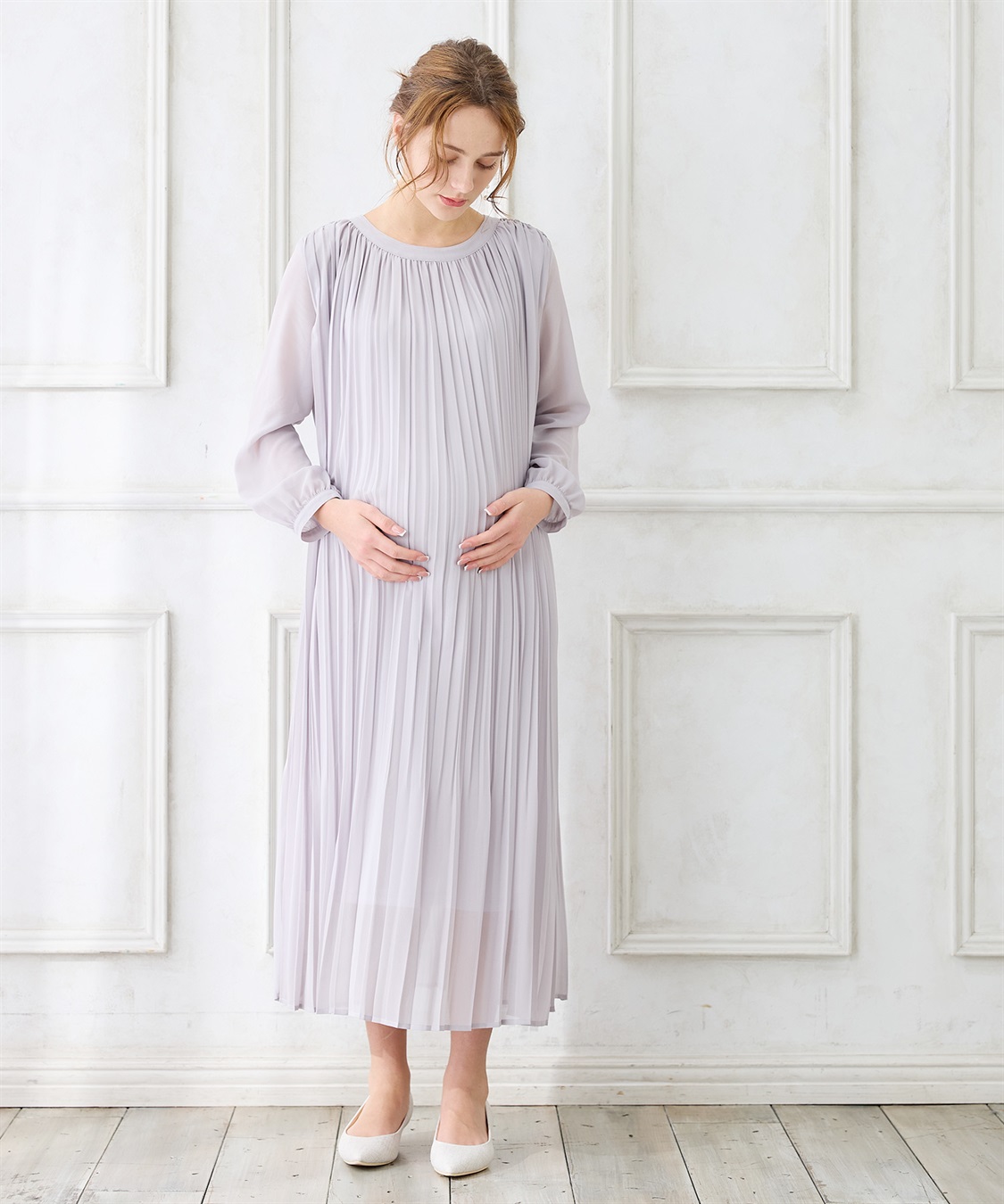 Rosemadame 梨地シフォンプリーツ オケージョンワンピース（マタニティ/授乳服）授乳口付き 授乳楽々 妊婦服 産前・産後対応_sub_11