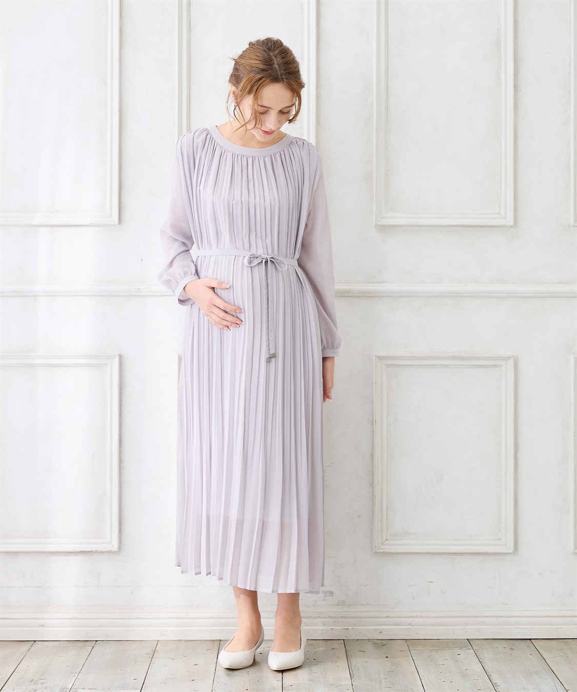Rosemadame 梨地シフォンプリーツ オケージョンワンピース（マタニティ/授乳服）授乳口付き 授乳楽々 妊婦服 産前・産後対応_sub_13