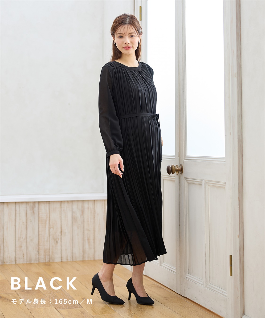 Rosemadame 梨地シフォンプリーツ オケージョンワンピース（マタニティ/授乳服）授乳口付き 授乳楽々 妊婦服 産前・産後対応_sub_14