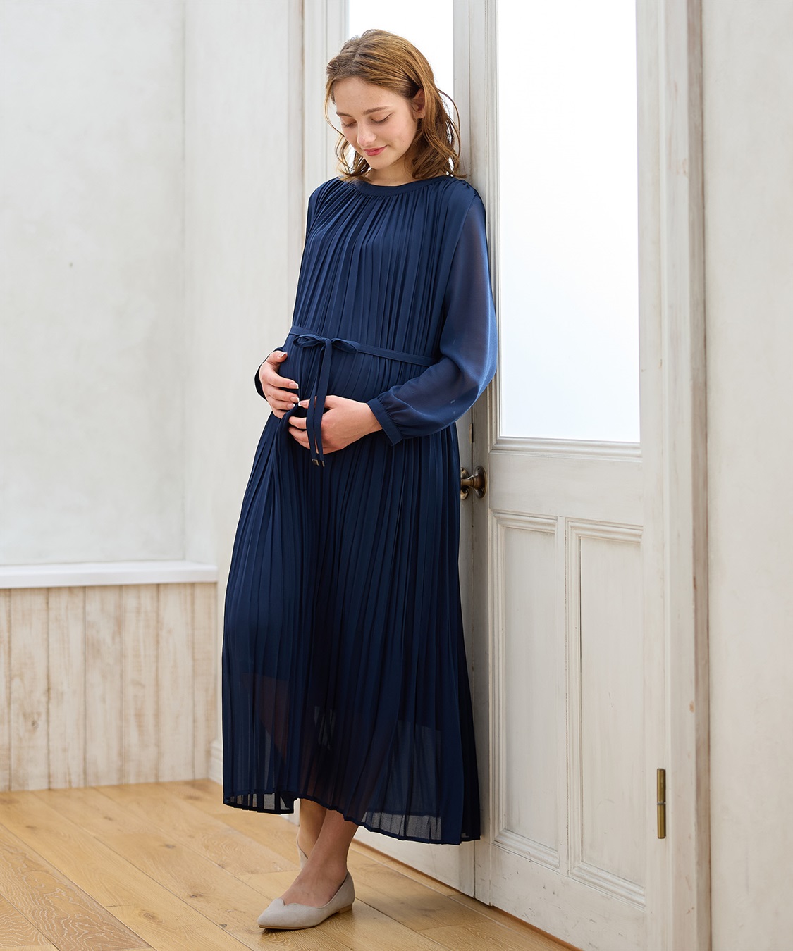 Rosemadame 梨地シフォンプリーツ オケージョンワンピース（マタニティ/授乳服）授乳口付き 授乳楽々 妊婦服 産前・産後対応_sub_21