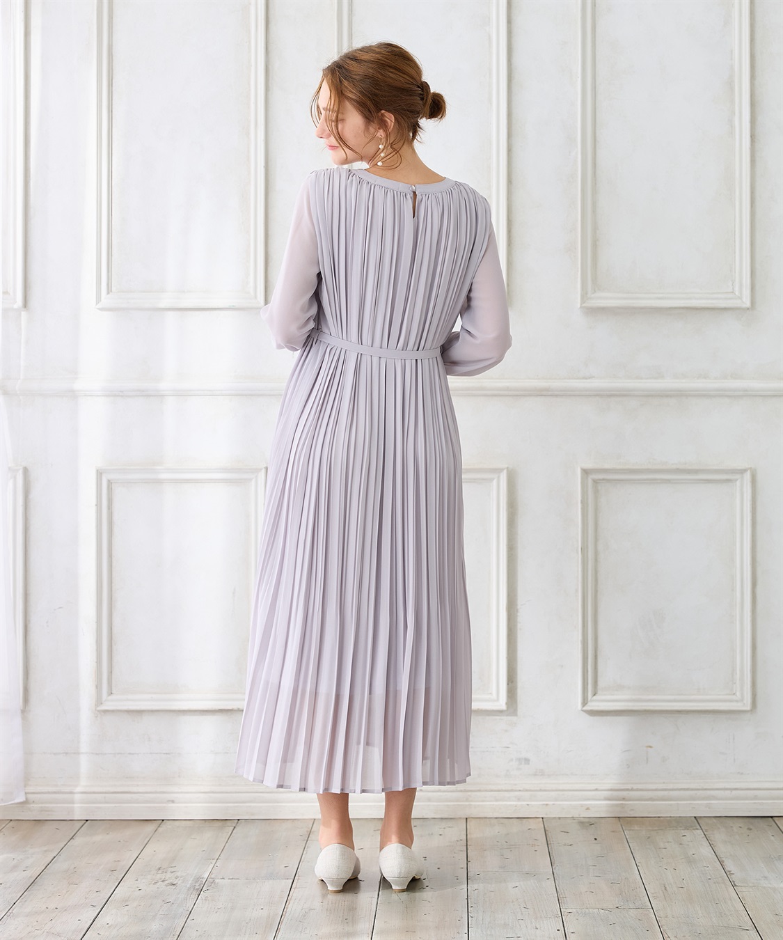 Rosemadame 梨地シフォンプリーツ オケージョンワンピース（マタニティ/授乳服）授乳口付き 授乳楽々 妊婦服 産前・産後対応_sub_22