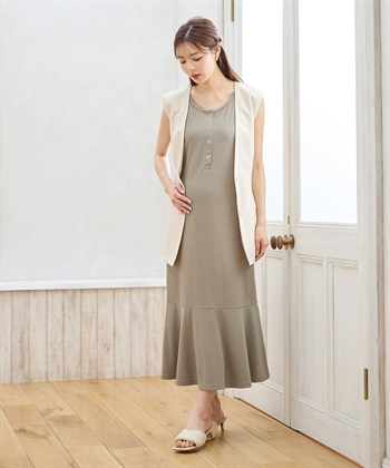 Rosemadame ランダムテレコ ノースリーブワンピース（マタニティ/授乳服）授乳口付き 授乳楽々 妊婦服 産前・産後対応_subthumb_2