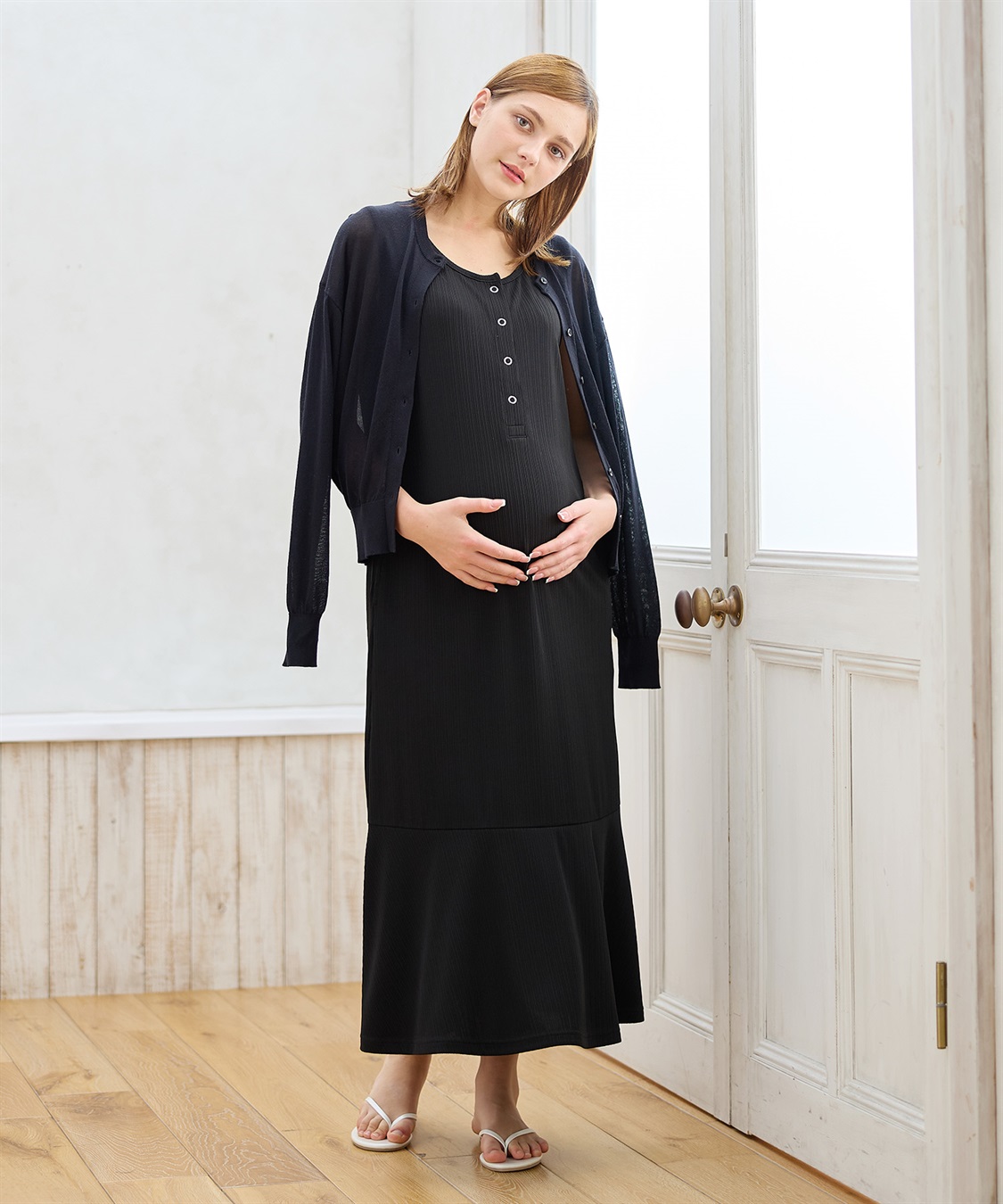 Rosemadame ランダムテレコ ノースリーブワンピース（マタニティ/授乳服）授乳口付き 授乳楽々 妊婦服 産前・産後対応_sub_9