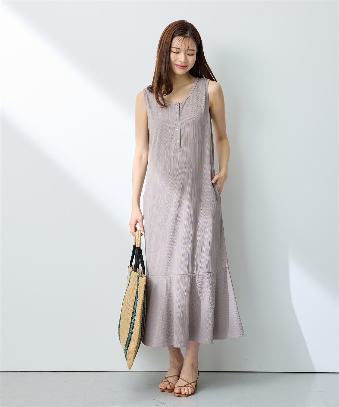 Rosemadame ランダムテレコ ノースリーブワンピース（マタニティ/授乳服）授乳口付き 授乳楽々 妊婦服 産前・産後対応_sub_11