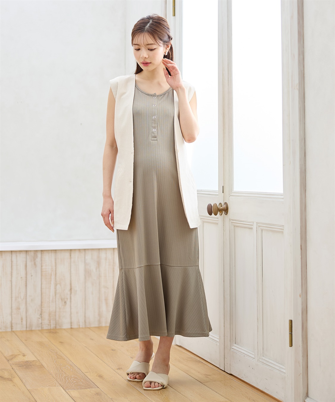 Rosemadame ランダムテレコ ノースリーブワンピース（マタニティ/授乳服）授乳口付き 授乳楽々 妊婦服 産前・産後対応_sub_16