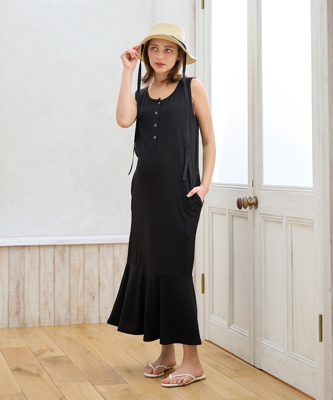 Rosemadame ランダムテレコ ノースリーブワンピース（マタニティ/授乳服）授乳口付き 授乳楽々 妊婦服 産前・産後対応_sub_20