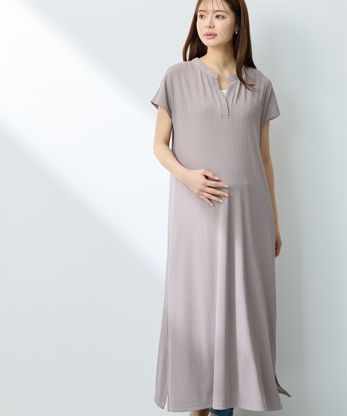 Rosemadame ランダムテレコ フレンチスリーブワンピース（マタニティ/授乳服）授乳口付き 授乳楽々 妊婦服 産前・産後対応_sub_1