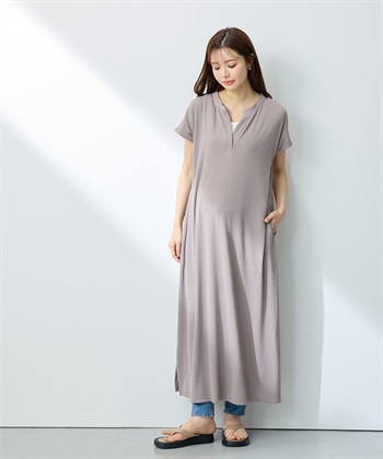 Rosemadame ランダムテレコ フレンチスリーブワンピース（マタニティ/授乳服）授乳口付き 授乳楽々 妊婦服 産前・産後対応_subthumb_1