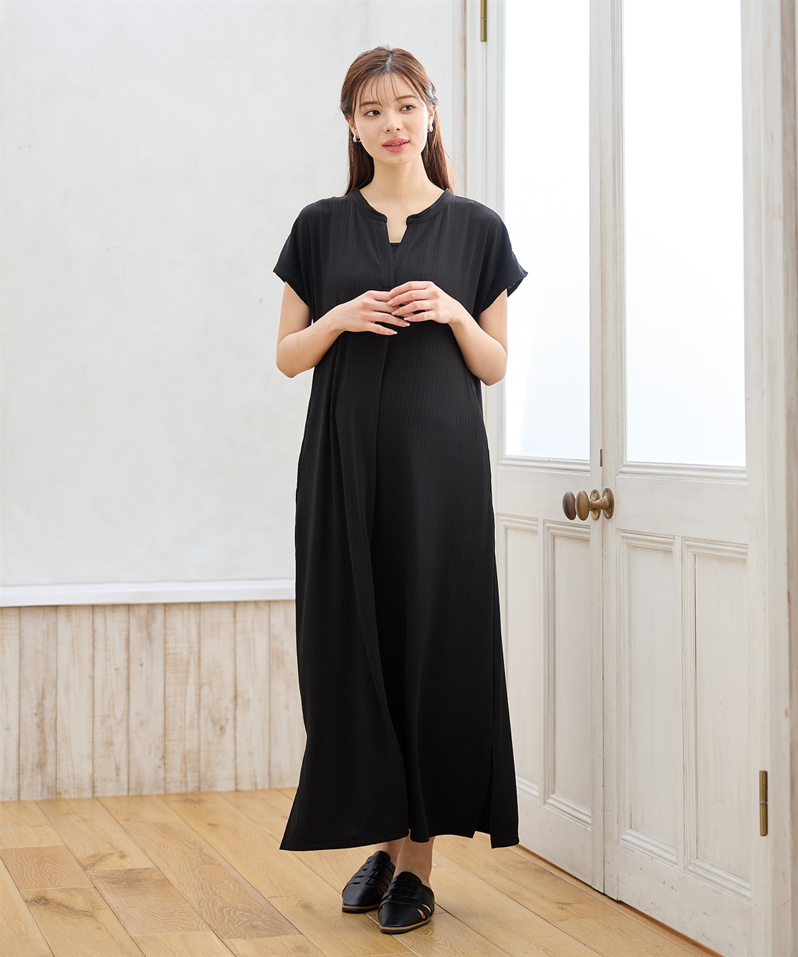 Rosemadame ランダムテレコ フレンチスリーブワンピース（マタニティ/授乳服）授乳口付き 授乳楽々 妊婦服 産前・産後対応_sub_8