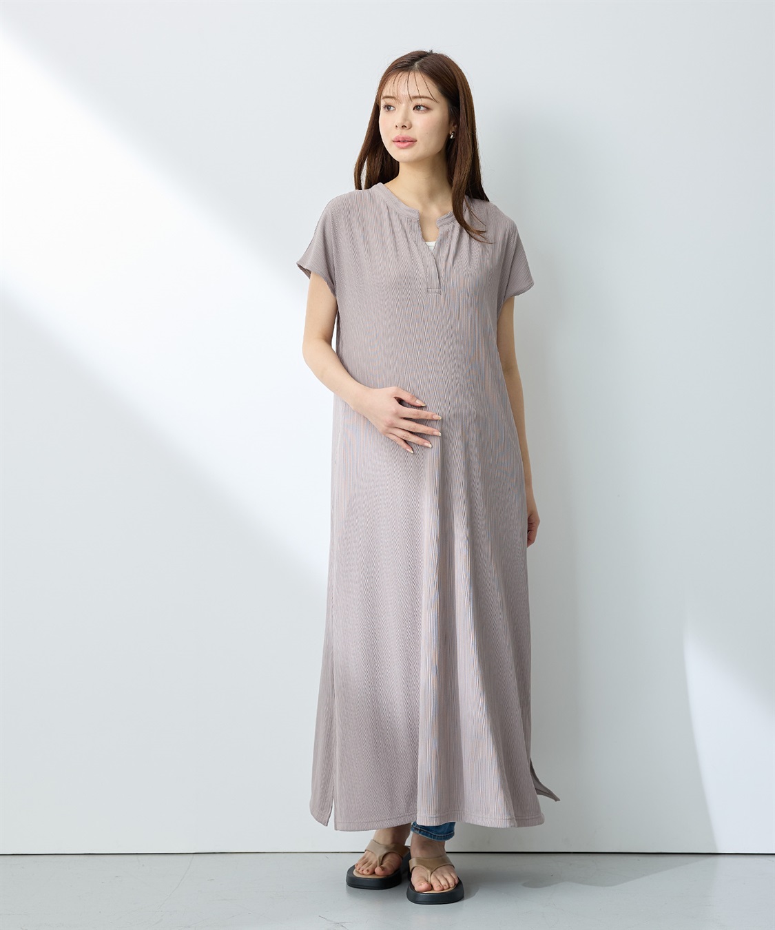 Rosemadame ランダムテレコ フレンチスリーブワンピース（マタニティ/授乳服）授乳口付き 授乳楽々 妊婦服 産前・産後対応_sub_11