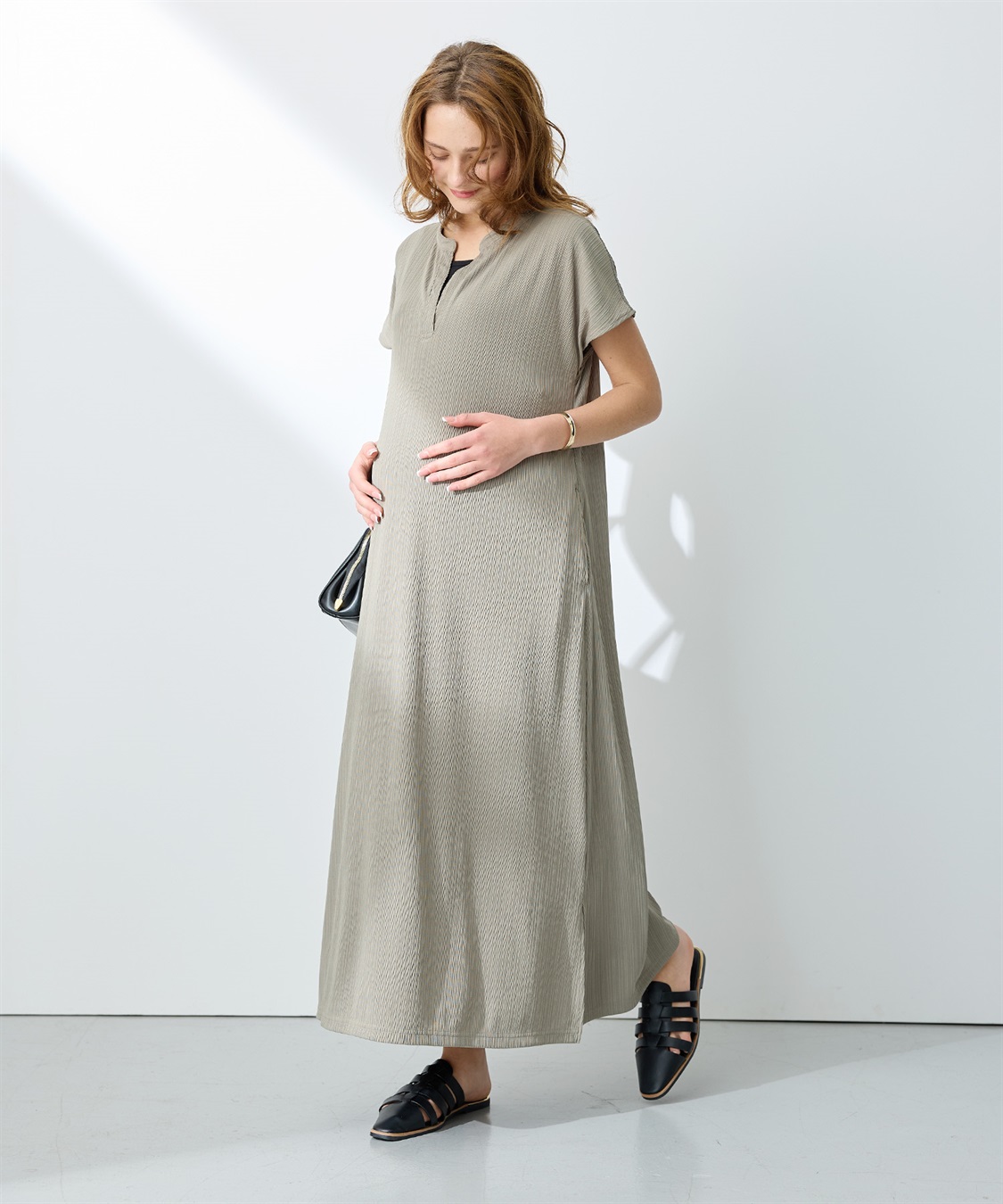 Rosemadame ランダムテレコ フレンチスリーブワンピース（マタニティ/授乳服）授乳口付き 授乳楽々 妊婦服 産前・産後対応_sub_16