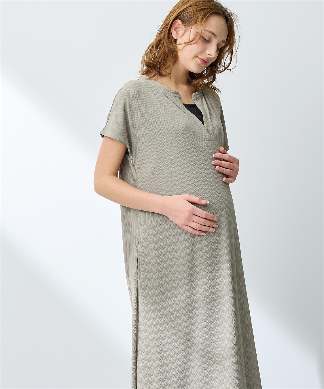 Rosemadame ランダムテレコ フレンチスリーブワンピース（マタニティ/授乳服）授乳口付き 授乳楽々 妊婦服 産前・産後対応_sub_17