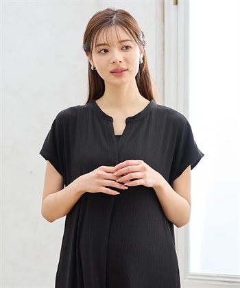 Rosemadame ランダムテレコ フレンチスリーブワンピース（マタニティ/授乳服）授乳口付き 授乳楽々 妊婦服 産前・産後対応_subthumb_19