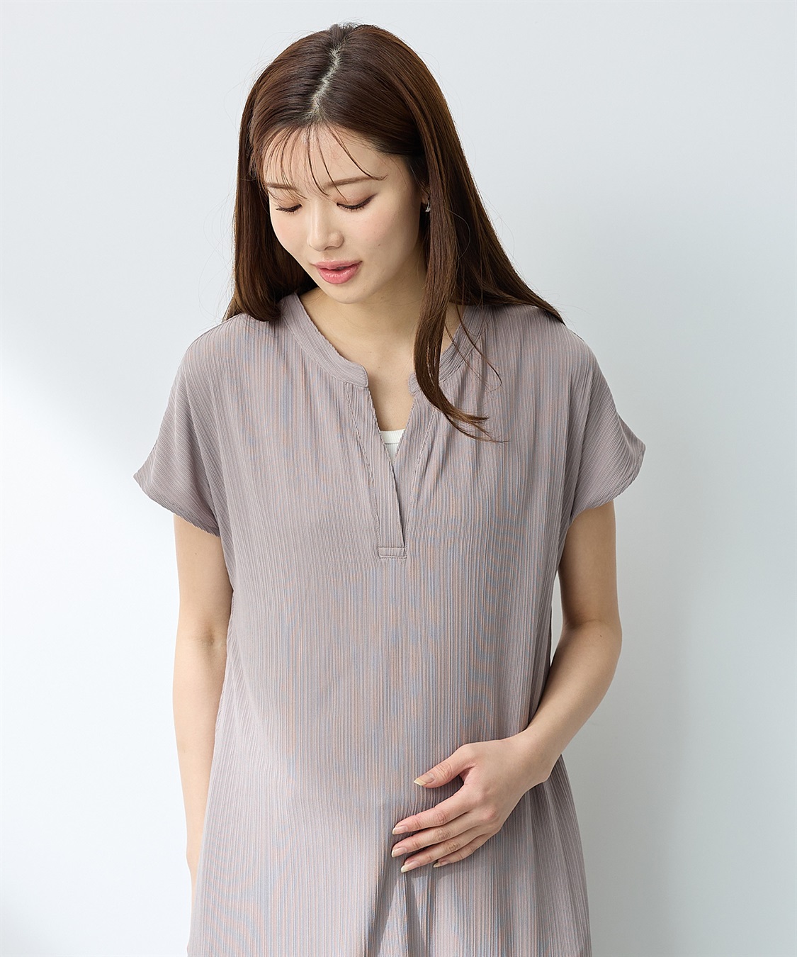 Rosemadame ランダムテレコ フレンチスリーブワンピース（マタニティ/授乳服）授乳口付き 授乳楽々 妊婦服 産前・産後対応_sub_20