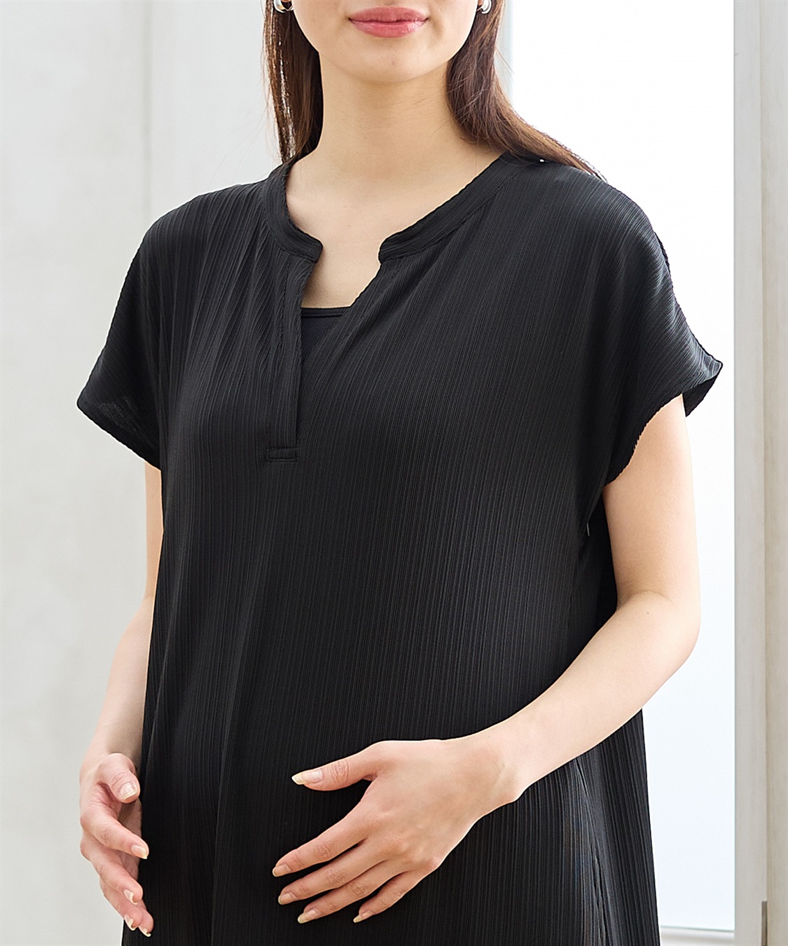 Rosemadame ランダムテレコ フレンチスリーブワンピース（マタニティ/授乳服）授乳口付き 授乳楽々 妊婦服 産前・産後対応_sub_23