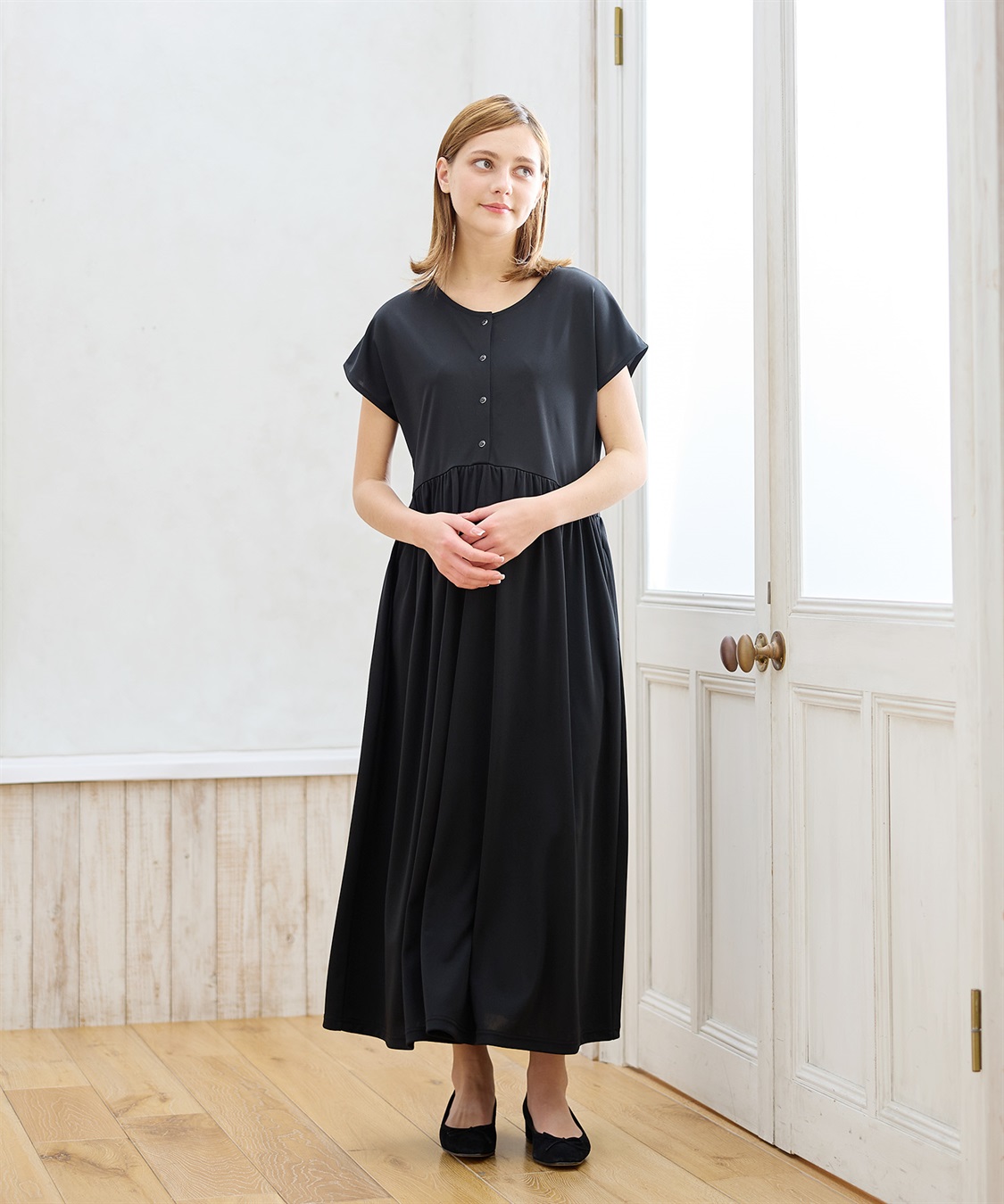 Rosemadame 【接触冷感】スムース ウエスト切替フレアワンピース_sub_1