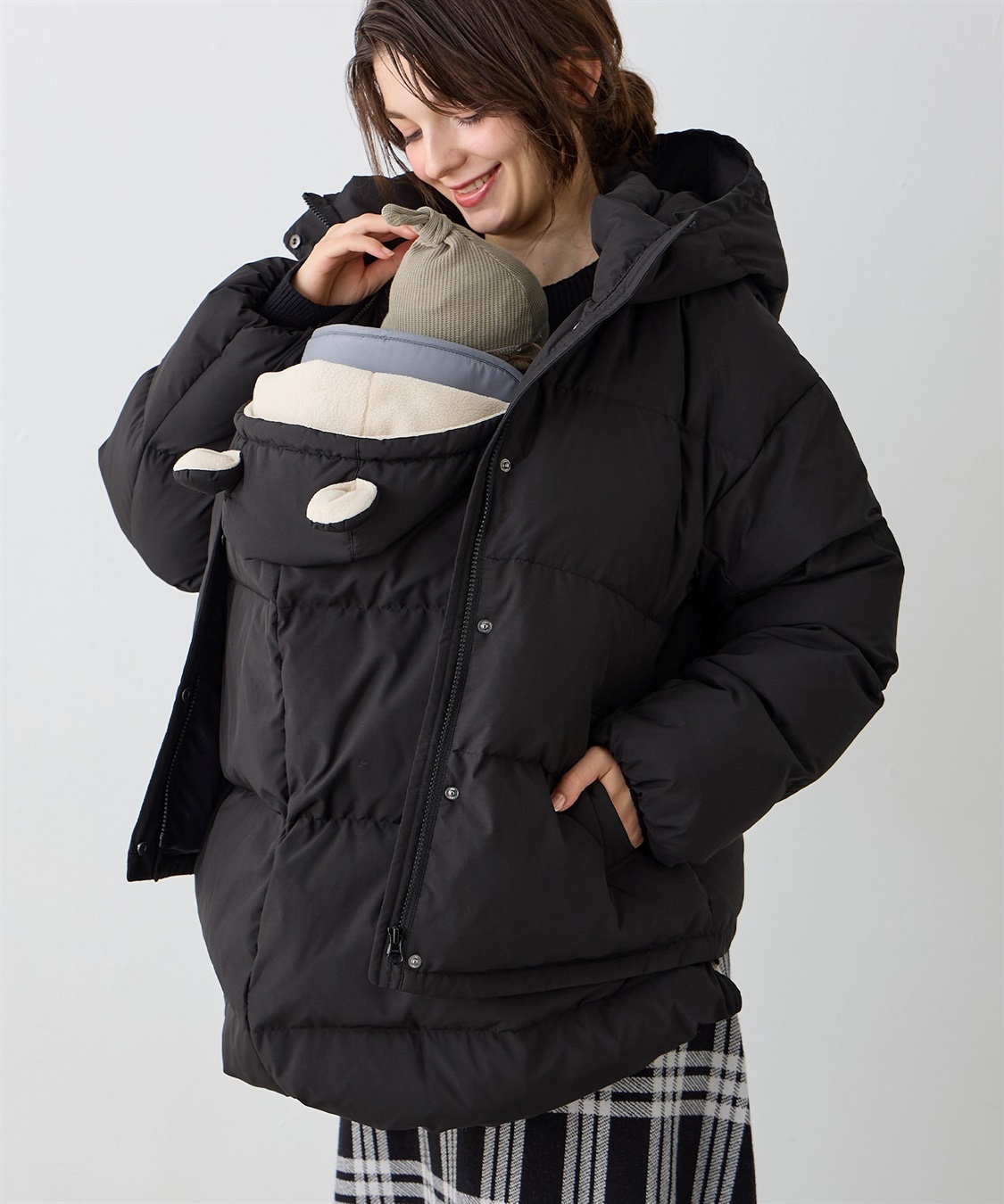 Rosemadame マットタフタダウンショートママコート＆ケープセット(マタニティ&授乳服）妊婦服 産前・産後対応_sub_2