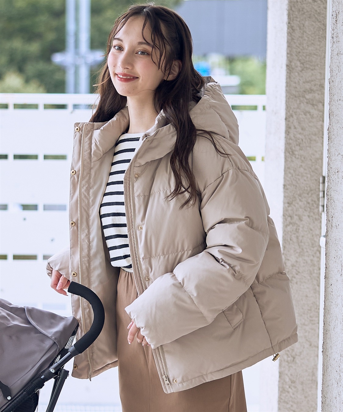 Rosemadame マットタフタダウンショートママコート＆ケープセット(マタニティ&授乳服）妊婦服 産前・産後対応_sub_5